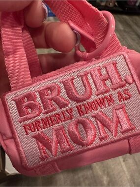 BRUHL Pink Embroidered 'Formerly Known As Mom' Women's Mini Bag
